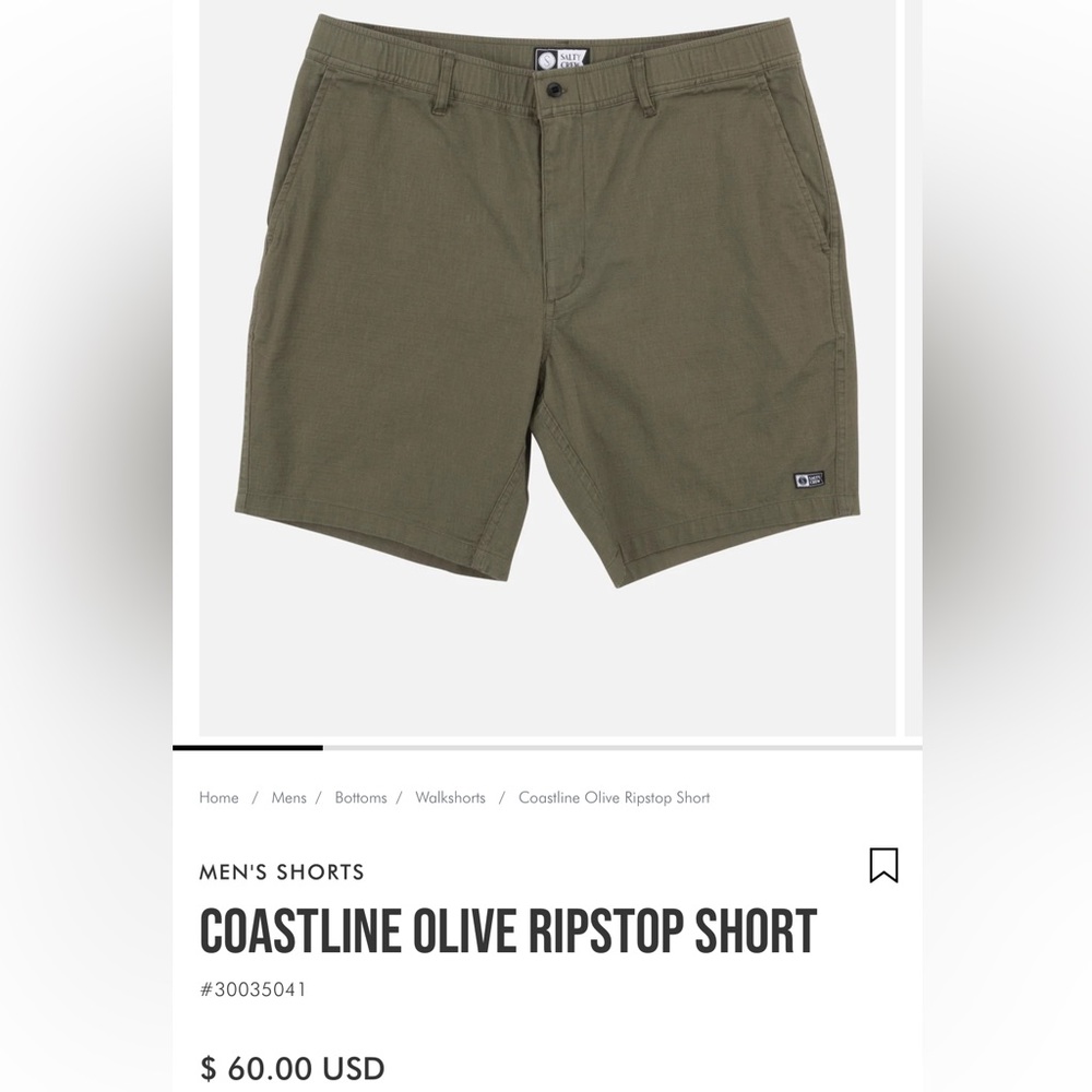Salty Crew coastline rip stop shorts. Olive color. XL men’s